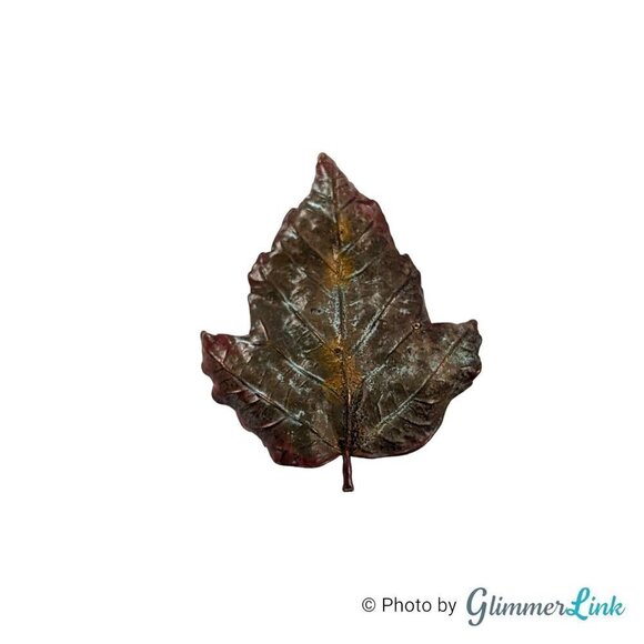 Maple Leaf Copper Electroform Fall Autumn Brooch - Picture 2 of 9